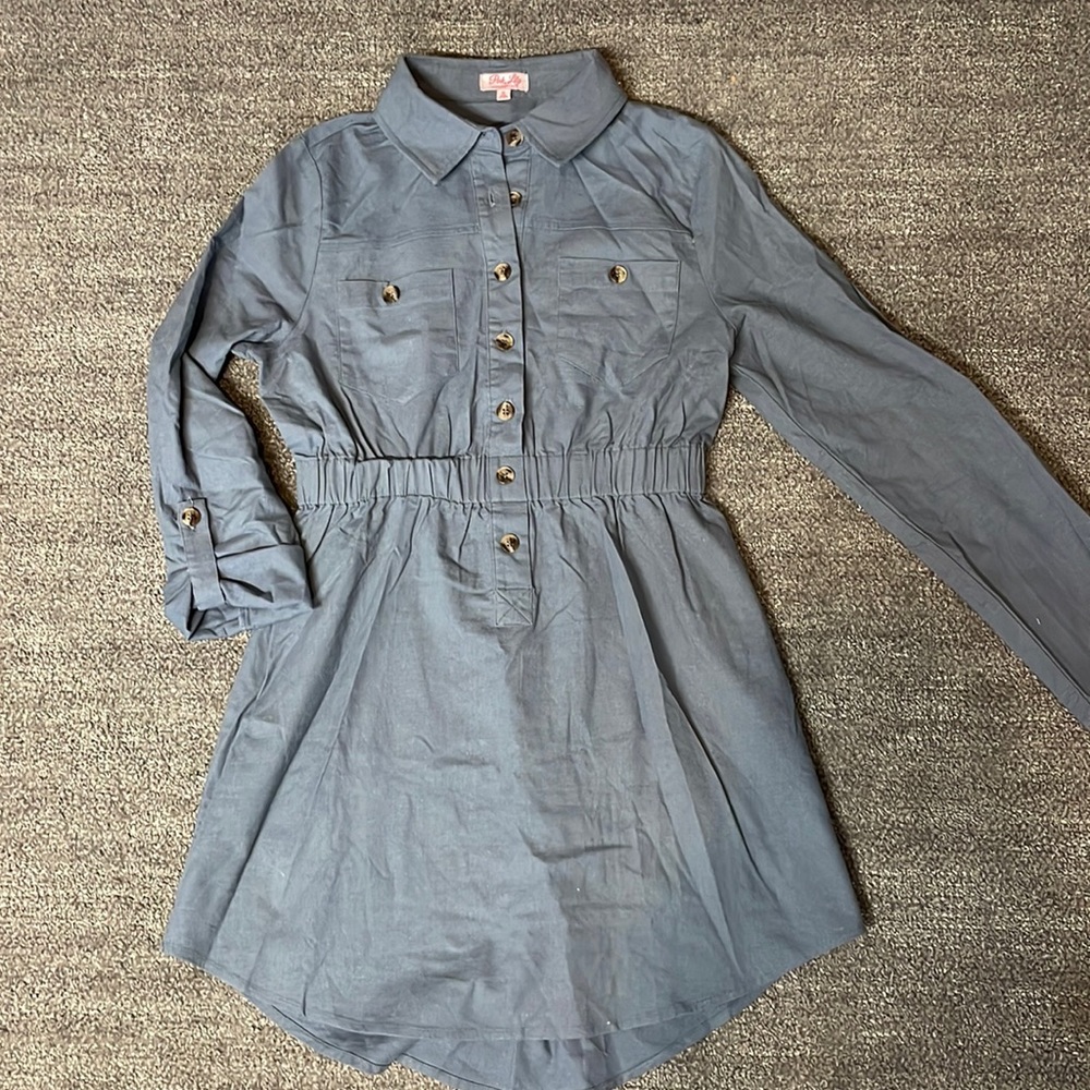 Pink Lily Blue Grey Utility Dress • Never Worn!!